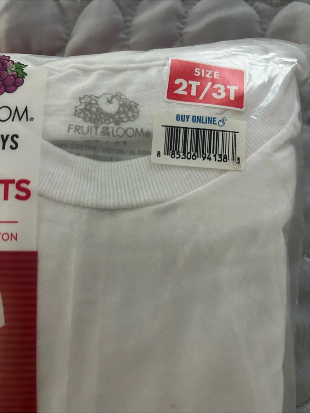 Fruit of the Loom Toddler 2-3T Boys White Short Sleeve T-Shirts - Pack of 6 NWT